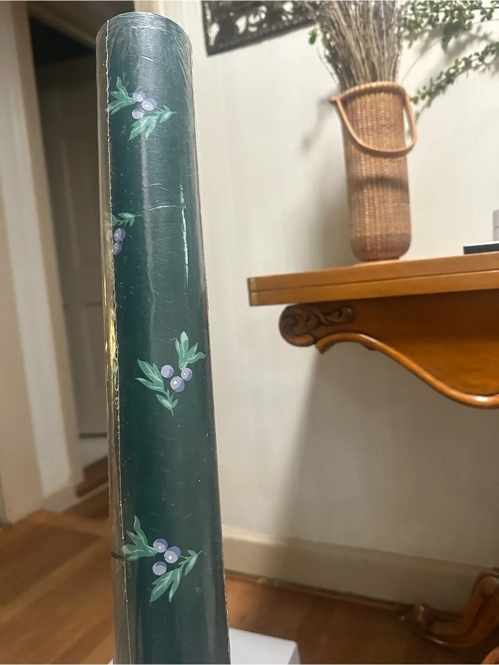 Laura Ashley Vintage Vinyl Wallpaper Bramble berry Green floral 2 bolts